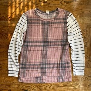 Plaid Pink and White long sleeve Shirt